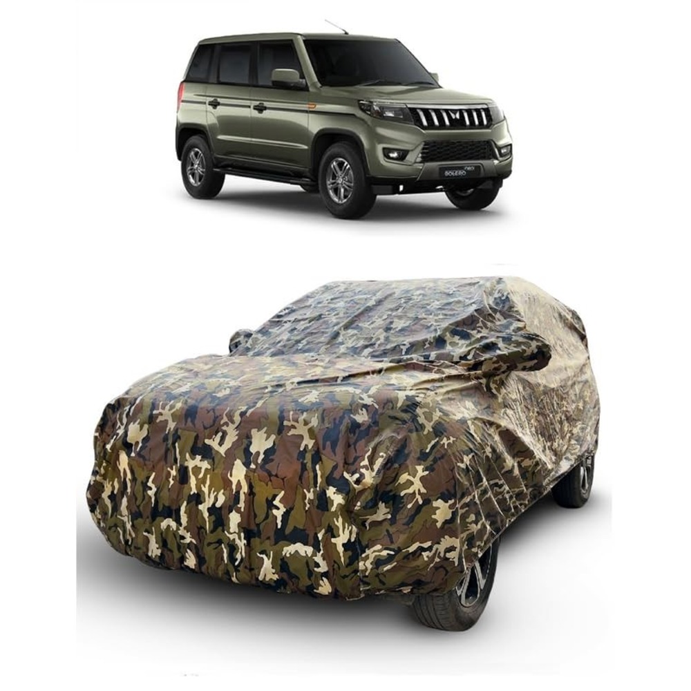 Waterproof Car Body Cover Compatible with Bolero Neo with Mirror Pockets (Jungle Print)